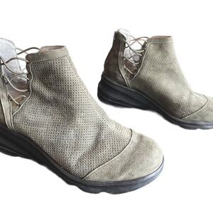 Jambu Naomi bootie memory foam sole, zip back, leather/textile. Olive gr…